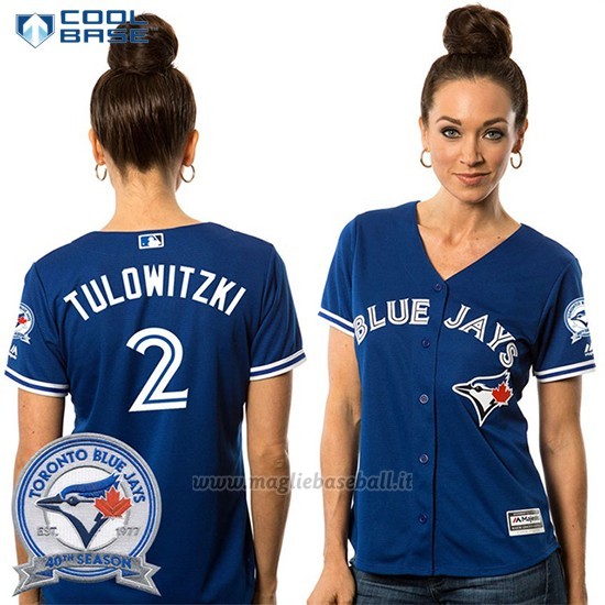 Maglia Baseball Donna Toronto Blue Jays Troy Tulowitzki 2 Cool Base 40 Anniversario